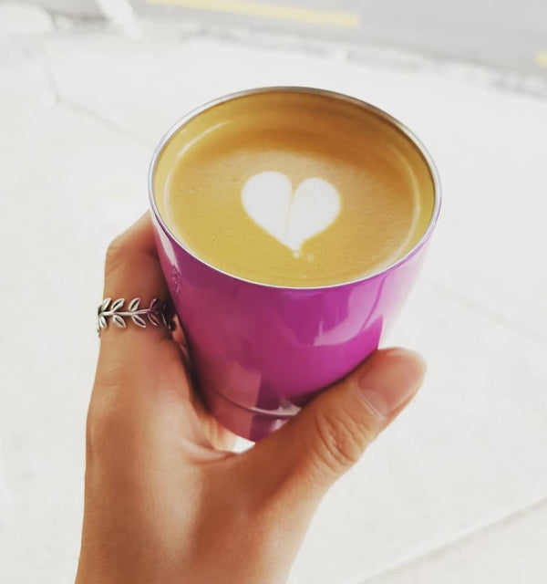 8oz Stainless Steel Reusable Cup NZ latte heart