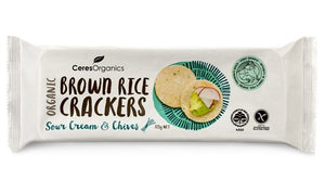 CERES Organic Brown Rice Crackers, Sour Cream & Chives x 12