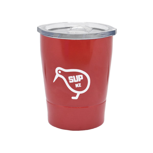 8oz stainless steel reusable cup red